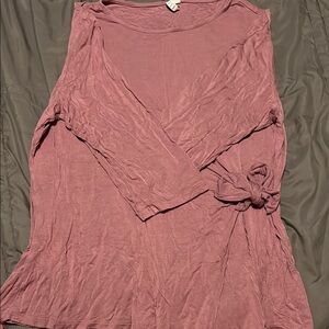 Elle Pink 3/4 Sleeve Tie Front Blouse
